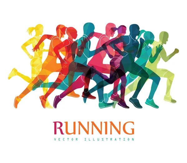 Group of running people — Stock Vector