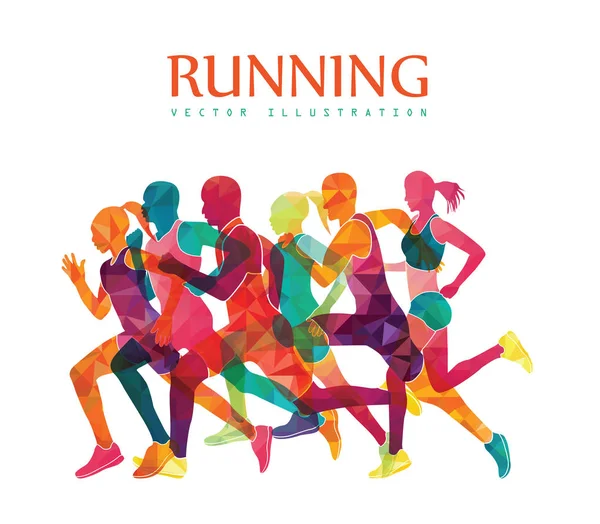 Group of running people — Stock Vector