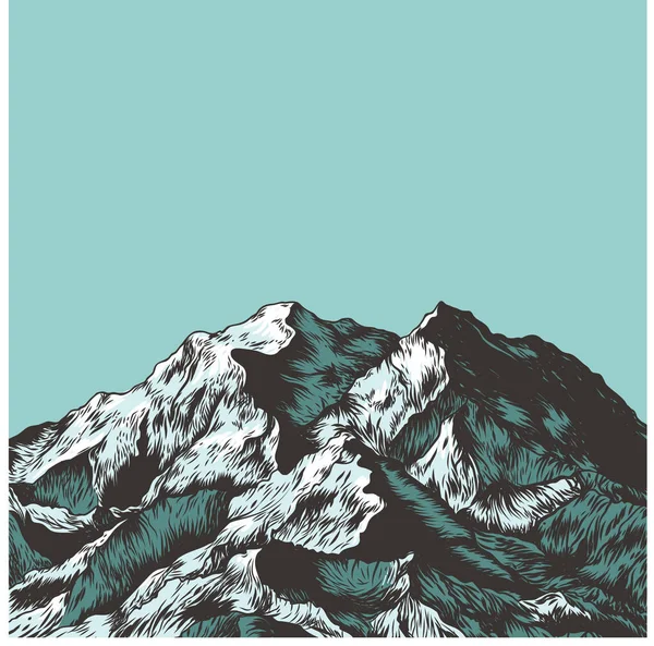 Póster de montañas dibujadas a mano — Vector de stock