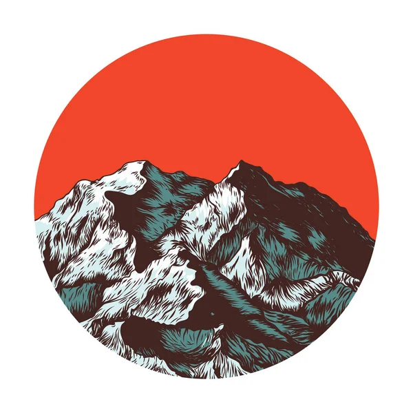 Hand-drawn mountains poster — Stock Vector