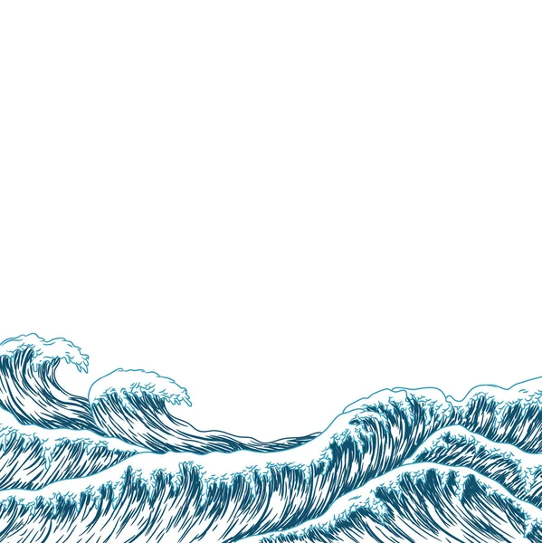 큰 푸른 바다 파도 — 스톡 벡터