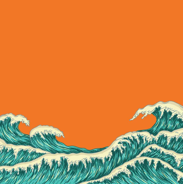 Grandes olas azules del mar — Vector de stock