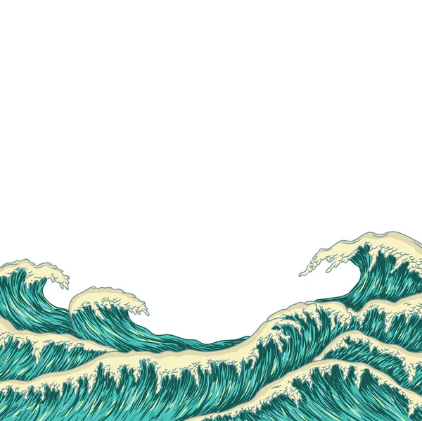 Grandes olas azules del mar — Vector de stock