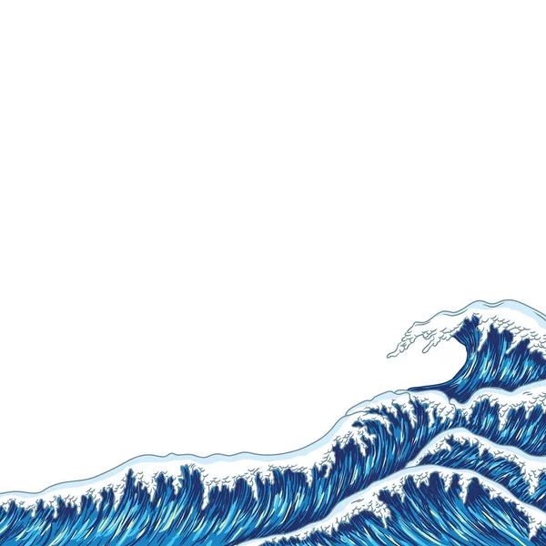 Grote blauwe zee golven — Stockvector