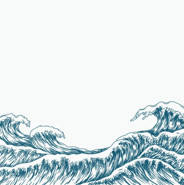 Grandes olas azules del mar — Vector de stock