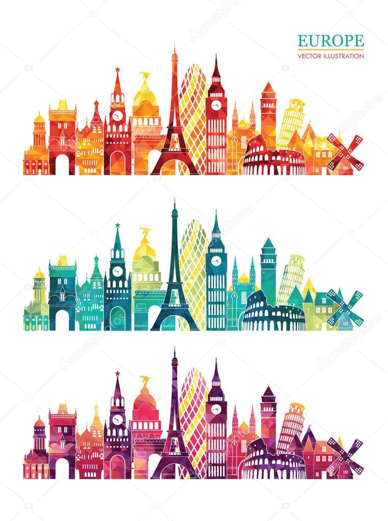 travel design templates with europe landmarks