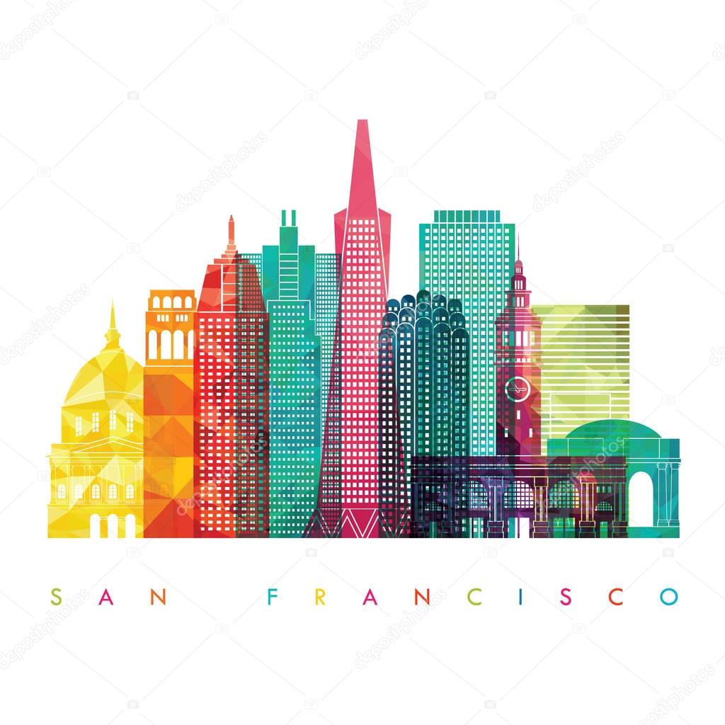 Travel design template with silhouette of san francisco city, vector illustration