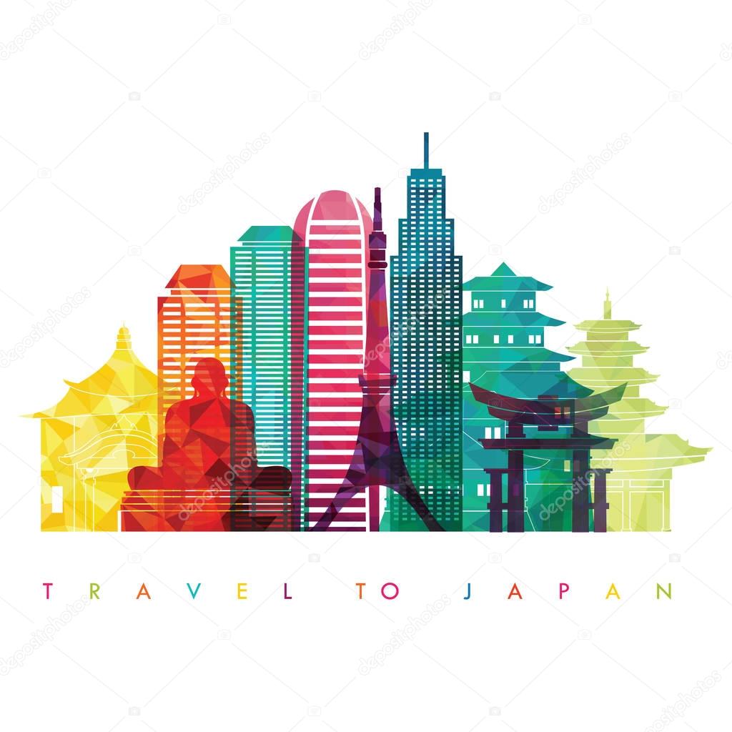 travel design template with famous landmarks