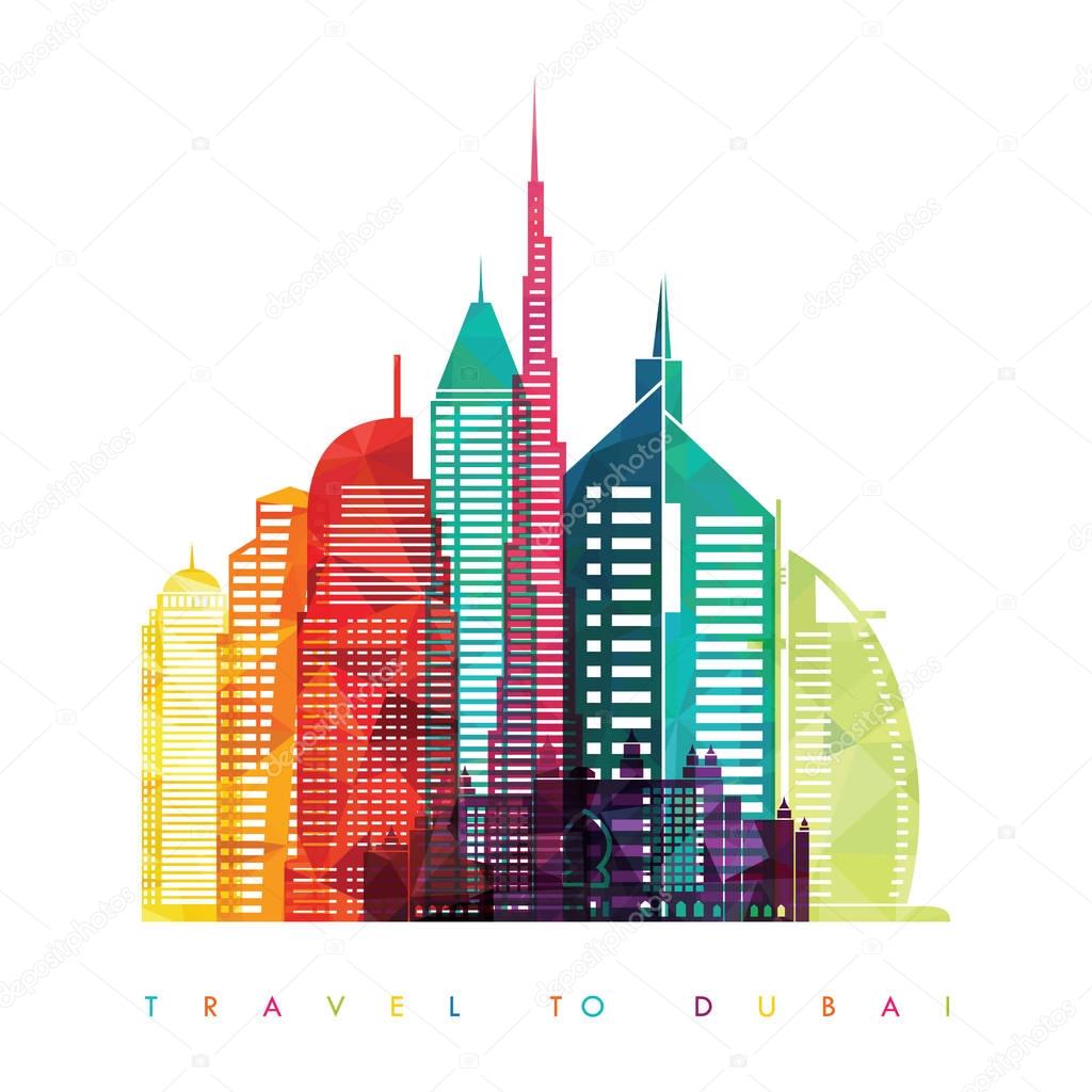 travel design template with silhouette of city