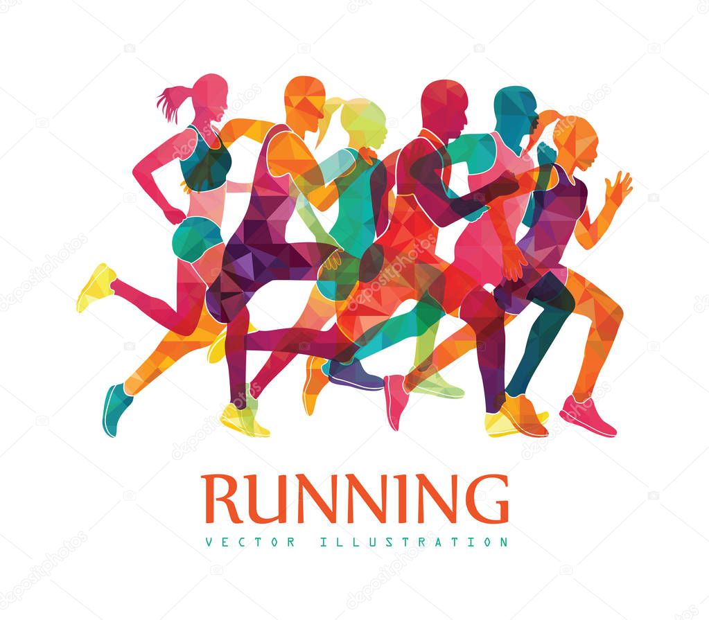 Group of running people