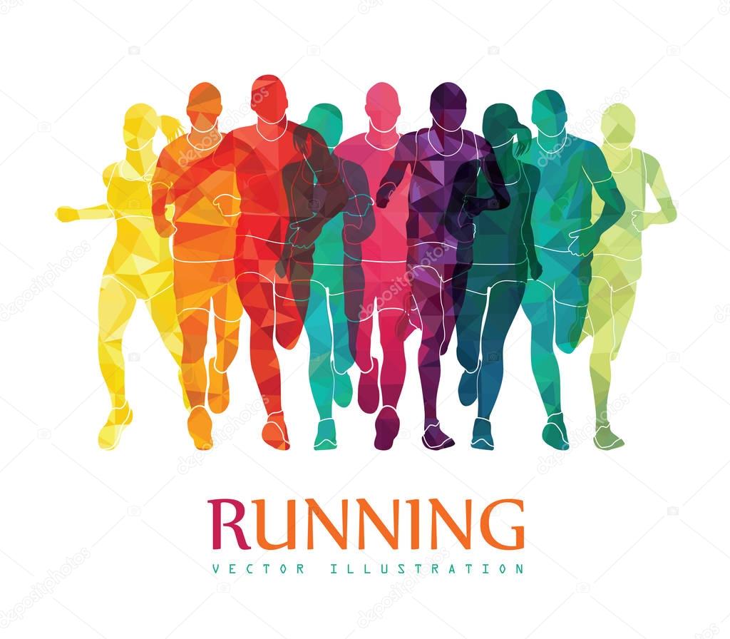 Group of running people