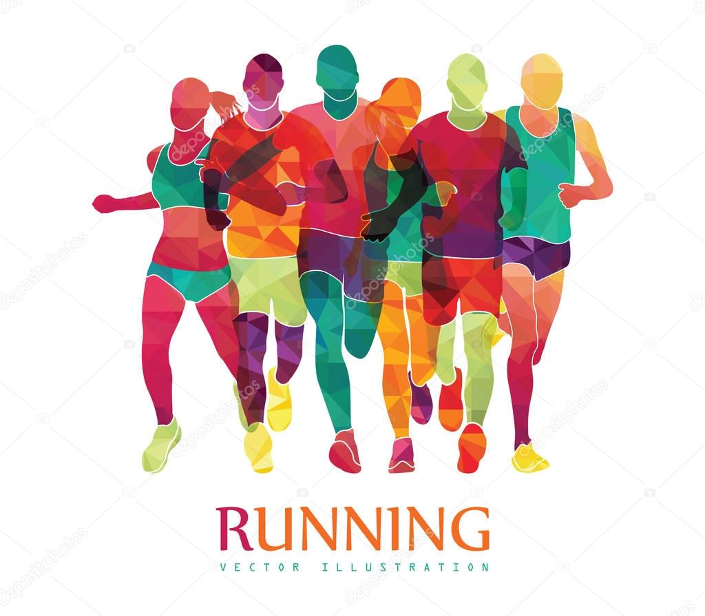 Group of running people