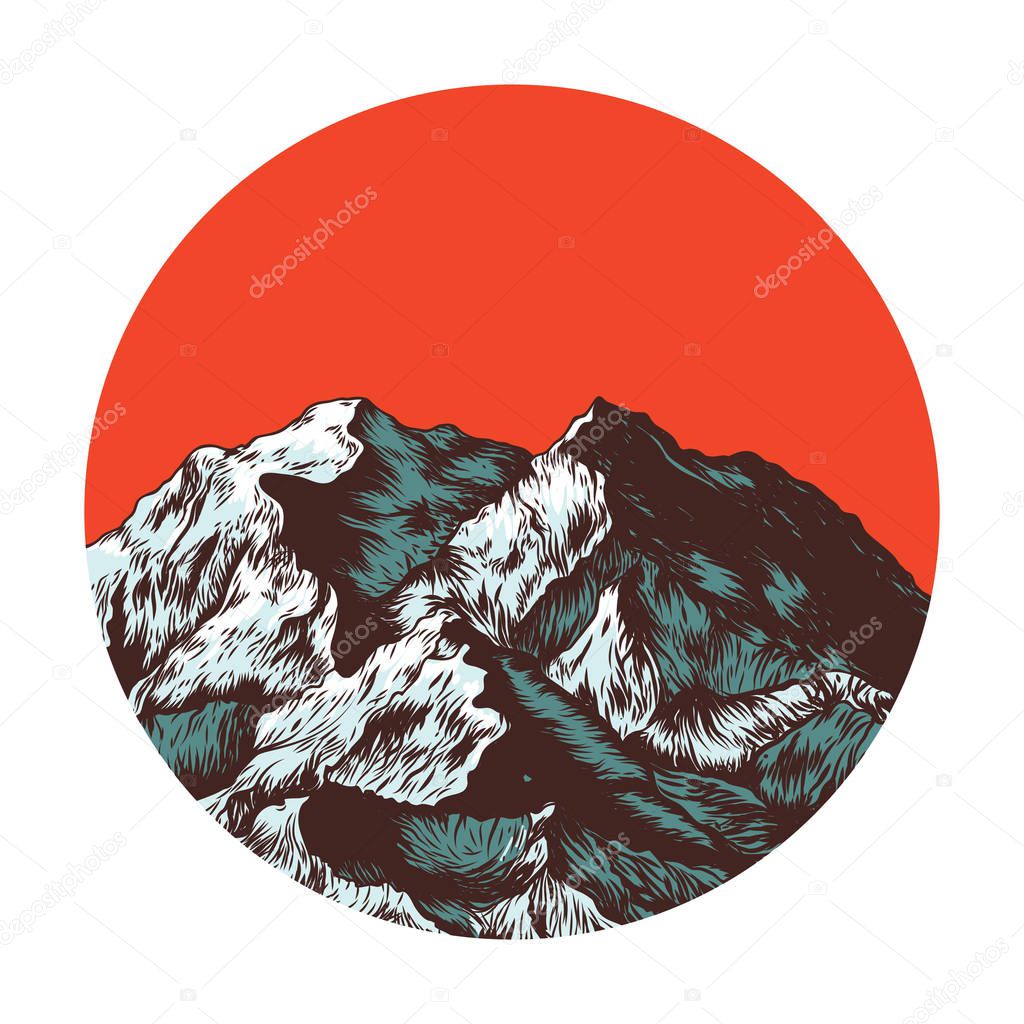 hand-drawn mountains poster