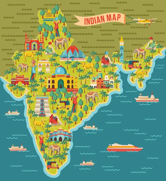Векторная Иллюстрация Карты Индии Лицензионные Стоковые Иллюстрации