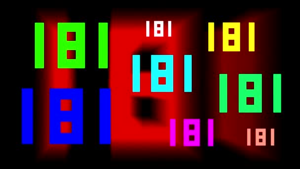 Färgglada flyttar siffror på animerade bakgrunden. — Stockvideo