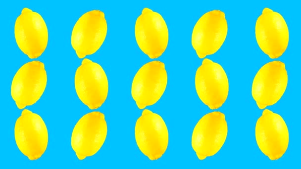 Animation Rotation Several Yellow Lemons Colored Background Looping Video Fruits — Stock Video