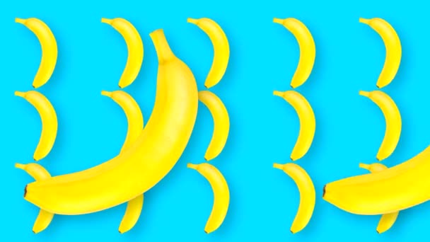 Ταινία Κινουμένων Σχεδίων Κινούμενα Και Περιστρεφόμενα Φρούτα Φωτογραφία Από Μπανάνες — Αρχείο Βίντεο