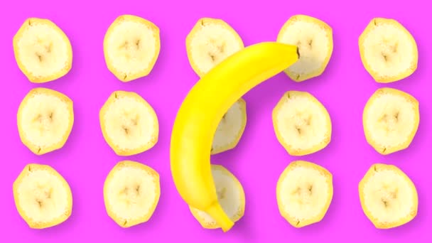 Film Animazione Con Frutti Movimento Rotanti Fotografia Una Banana Intera — Video Stock