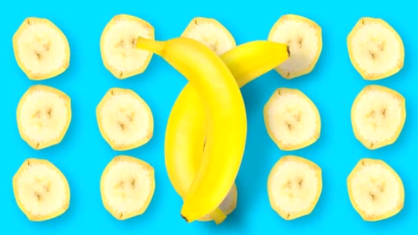 Filme Animado Com Frutas Movimento Rotativas Fotografia Uma Banana Inteira — Vídeo de Stock