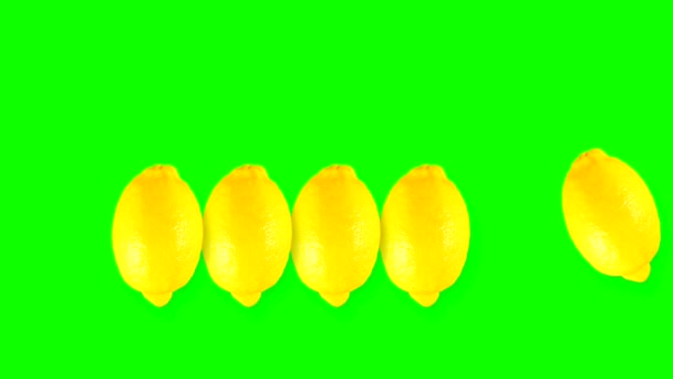 Lemon Pendulum Antistress Looping Filme Animado Feito Frutas Fundo Verde — Vídeo de Stock