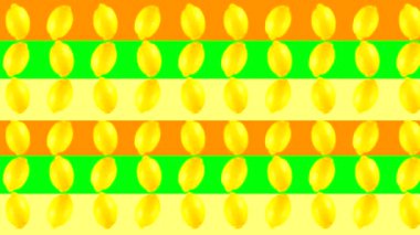 Renkli bir arkaplan üzerinde dönen meyvelerle soyut video döngüsü.