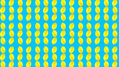 Renkli bir arkaplan üzerinde dönen meyvelerle soyut video döngüsü.