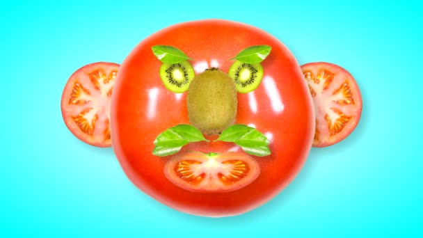 Video Animato Loop Una Testa Parlante Fatta Frutta Con Parti — Video Stock