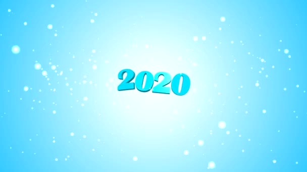 Blue Numbers 2020 Move Chaotically Approach Blue Gradient Background Falling — Stock Video