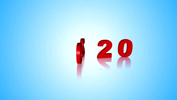 Red Numbers 2020 Rotate Blue Gradient Background Recoded Program — Stock Video