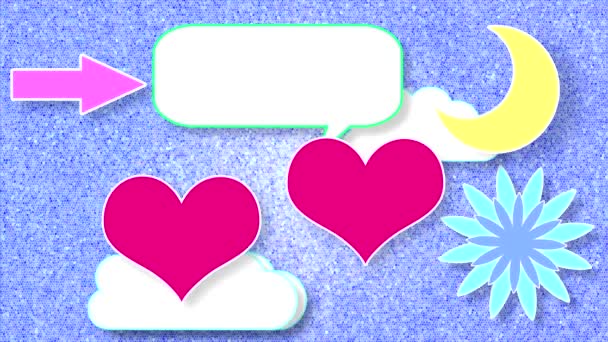 动画背景为2D 有心脏 还有一个用蓝色调祝贺情人节的地方 — 图库视频影像