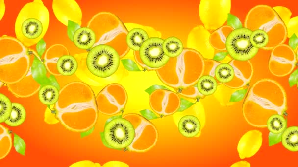 Abstract Animated Background Fruits Attached Alpha Channel Form Brightness Mask — Stock Video