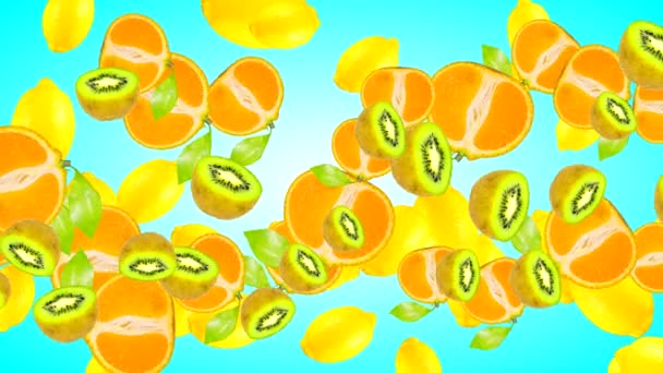 Animazione Alta Qualità Frutti Diverse Varietà Uno Sfondo Sfumato Colore — Video Stock