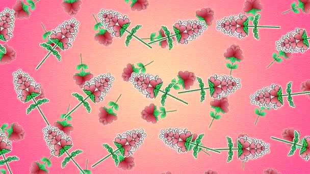 带彩绘花卉和树叶的高质量动画背景图 在纸下横向移动和旋转时具有压花和仿制效果 — 图库视频影像