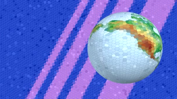 Low Poly Planet Continents Seas Rotates Its Axis Encoded Program — Stock Video