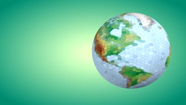 Ein Low Poly Planet Mit Kontinenten Und Meeren Dreht Sich — Stockvideo