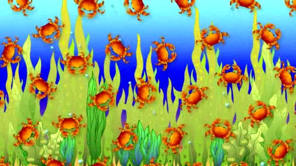 Kepiting Merah Berenang Secara Horizontal Berputar Dan Bergerak Cakar Dan — Stok Video