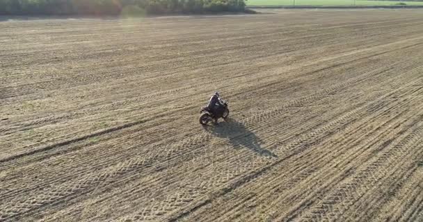 La moto cavalca il campo — Video Stock