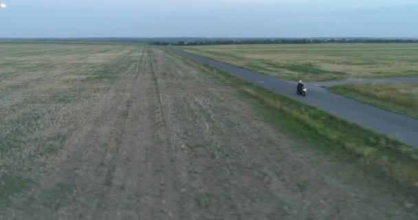 Aerial shot of three motorcycles — Stock Video