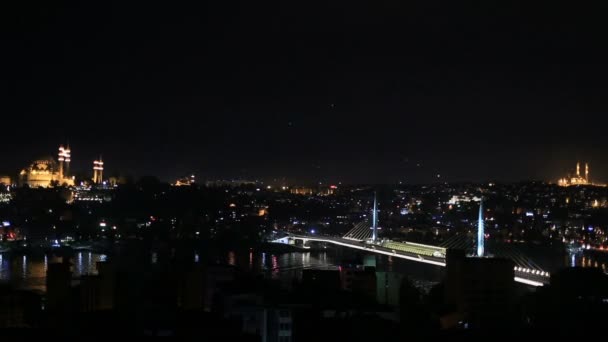 伊斯坦布尔夜景全景空中拍摄 — 图库视频影像