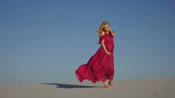 Una ragazza tra le dune di sabbia — Video Stock