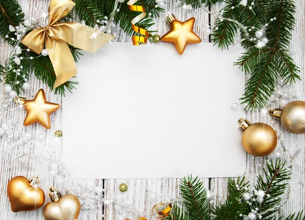 Christmas background - blank paper with decoration — Stock Photo, Image