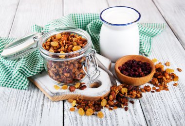 Süt ile ev yapımı granola
