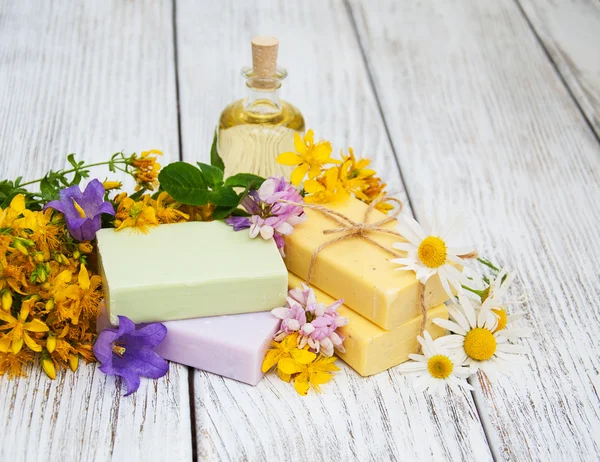 herbal  treatment - camomile, tutsan and soap