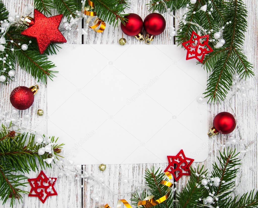 christmas background - blank paper with decoration