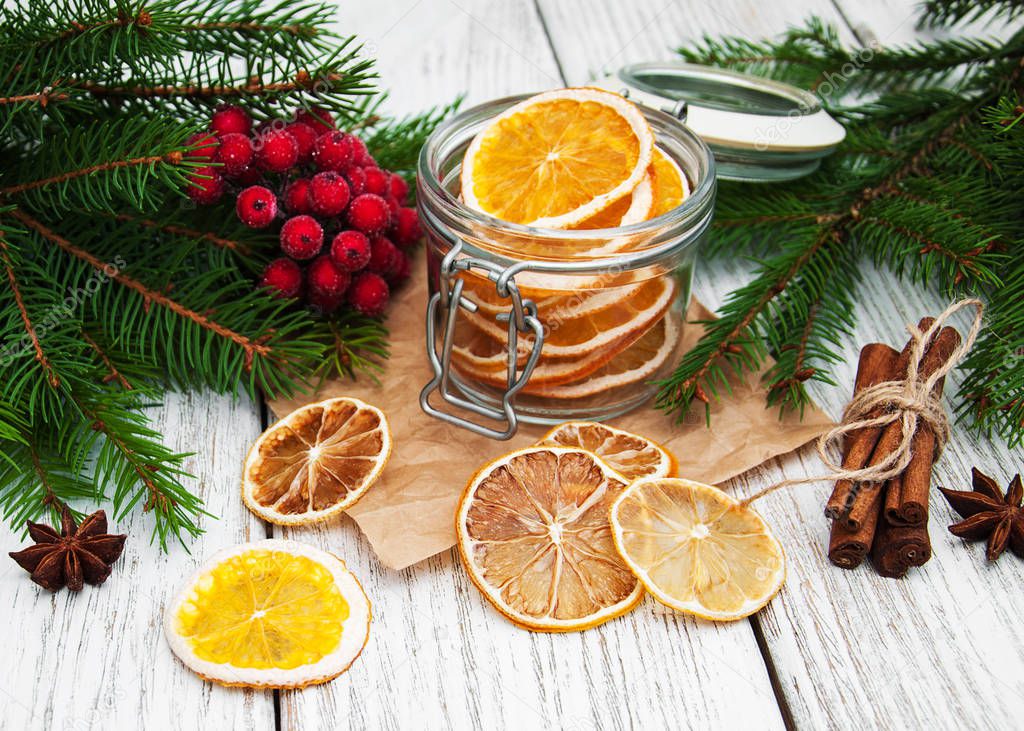 Jar with dried oranges