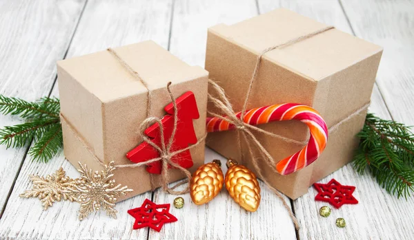 stock image christmas gift boxes with decorations