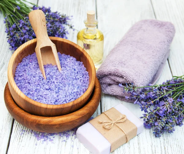 Lavendel spa-produkter - Stock-foto