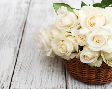 Sepet içinde beyaz gül