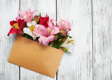 Kağıt zarf alstroemeria çiçekli