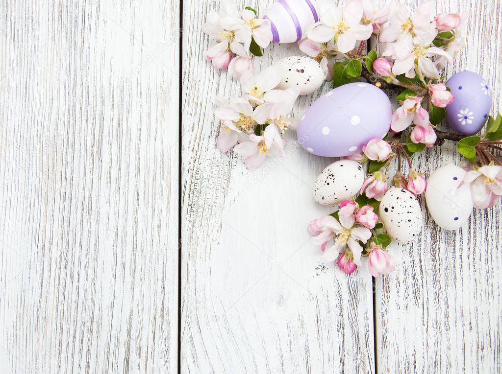 Easter eggs and apple blossom